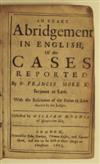 LAW HUGHES, WILLIAM, of Gray''s Inn. An Exact Abridgement in English, of the Cases reported by Sr. Francis More Kt. 1665